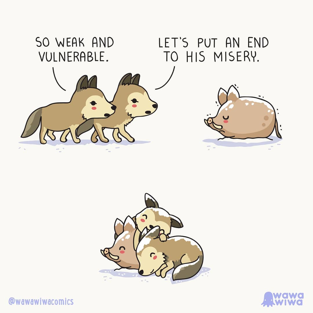 comic about a wolf and a wild pig being friends