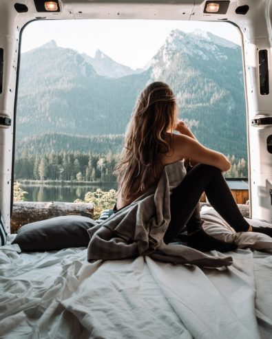 woman camping in nature