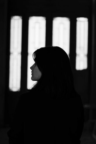 gray scale photo of a woman