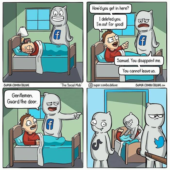 comics haunted by social media apps on his sleep