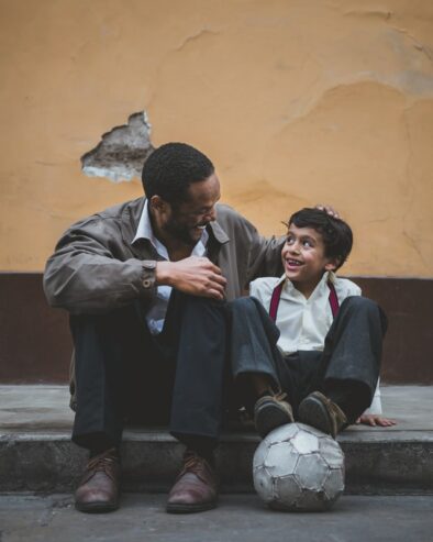 man talking with a kid
