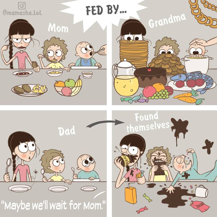 comics about kids being messy while eating alone